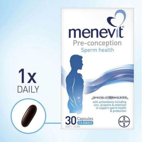 Viên uống Hỗ Trợ Sinh Sản cho Nam Giới - Menevit Pre-conception Sperm Health 30 & 90 viên - Tăng Tỷ Lệ Thụ Thai Tự Nhiên - S/P Chuẩn Úc