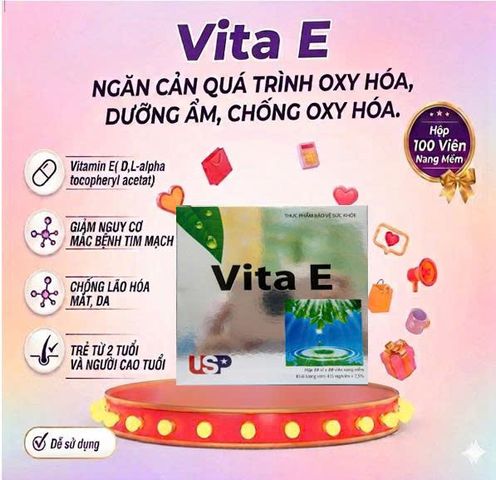 Viên Uống Bổ Sung Vitamin E Ngăn Ngừa Oxy Hóa- Hộp 100 Viên.