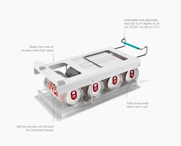 Bộ 2 hộp đựng lon nước ngọt gấp gọn Joseph Joseph 8500008 FridgeStore đặt dưới kệ tủ lạnh