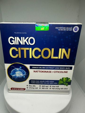 Viên bổ não GINKO CITICOLIN hỗ trợ hoạt huyết, tang cường tuần hoàn máu não hộp 60 viên