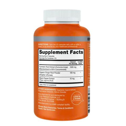 Viên uống Nghệ 1500 mg Qunol Turmeric 1500 mg - 220 viên - Chống viêm/Giảm đau & Hỗ trợ sức khỏe toàn diện - S/P Chuẩn Mỹ