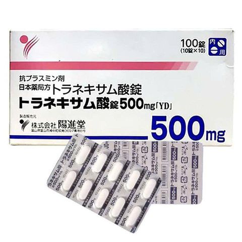 Viên Uống Dưỡng Trắng Da Hỗ Trợ Giảm Nám Transamin 500mg Hộp 100 Viên,  viên uống có khả năng ngăn chặn sự sản sinh sắc tố melanin và làm dịu các vấn đề liên quan đến màu sắc da.