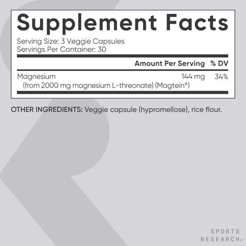 Viên uống Magtein® Magnesi L-Threonate 2000mg của Sports Research® - Magtein® hỗ trợ hấp thụ cao để nâng cao sức khỏe não bộ của Mỹ