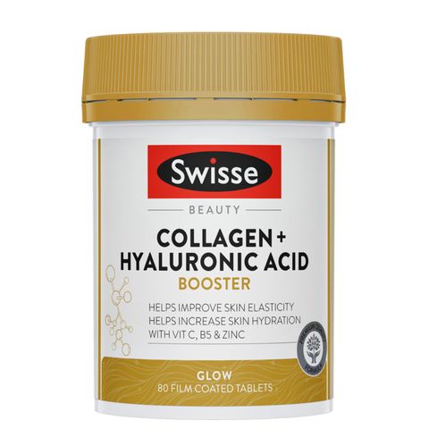 Viên uống Swisse Beauty Collagen + Hyaluronic Acid Booster 80 viên - Dưỡng ẩm sâu - Tăng cường độ đàn hồi da - S/P Chuẩn Úc