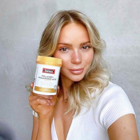 Viên uống Swisse Beauty Collagen + Hyaluronic Acid Booster 80 viên - Dưỡng ẩm sâu - Tăng cường độ đàn hồi da - S/P Chuẩn Úc