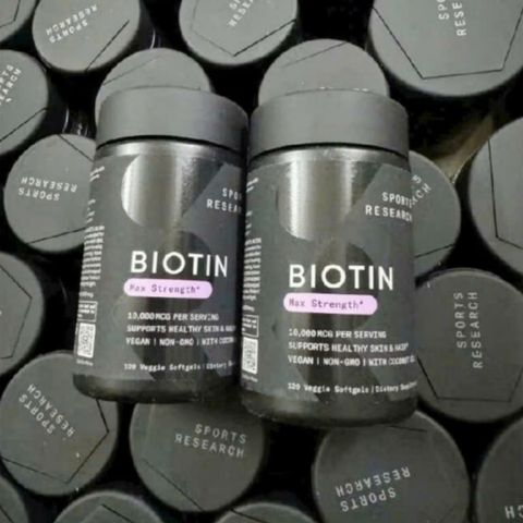 Viên uống Sports Research Biotin Max Strength 120 viên - Hỗ trợ sức khỏe cho Da/Tóc/Móng - SP Chuẩn Mỹ
