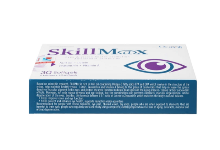 Viên uống hỗ trợ tăng cường thị lực, cải thiện khô mắt, mỏi mắt SkillMax Ocavill (2 vỉ x 15 viên)