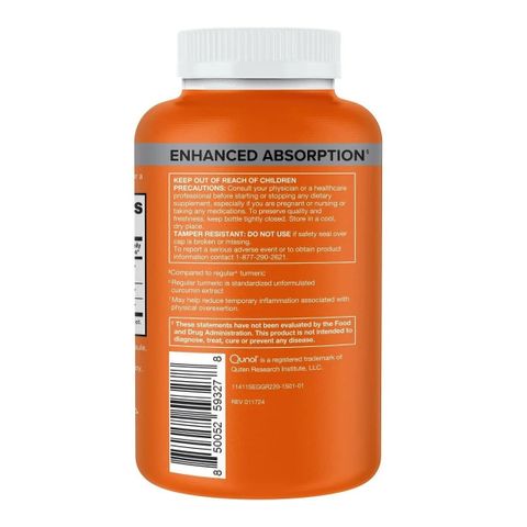 Qunol Tumeric 1500mg - Tinh chất bột nghệ, hỗ trợ viêm loét dạ dày, sản xuất tại Mỹ