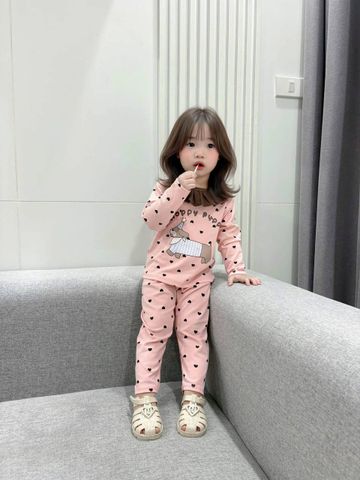 Bộ thun dài tay hello kitty puppy hoa nhí cổ bèo xinh xắn điệu đà co giãn dễ thương thu đông phong cách hàn quốc cho bé gái