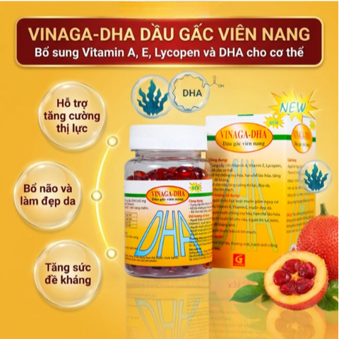Giúp bổ não Dầu gấc viên nang Vinaga - DHA (100 viên)