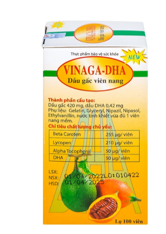 Giúp bổ não Dầu gấc viên nang Vinaga - DHA (100 viên)