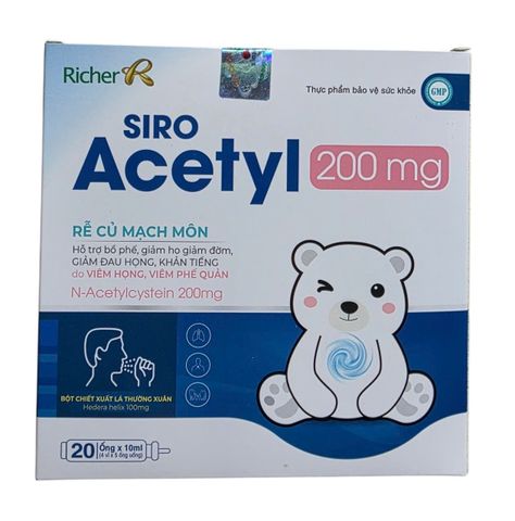 Combo 10 hộp Siro Acetyl bổ phế giảm ho giảm đờm, khản tiếng do viêm họng, viêm phế quản hộp 20 ống x 10ml