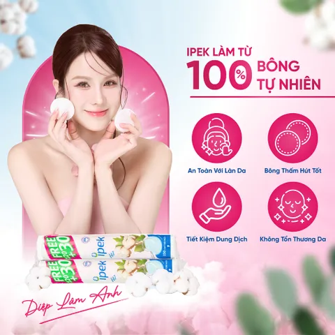 Combo 20 bông tẩy trang Ipek 150 miếng chính hãng mềm mịn bông cotton 20X150 miếng