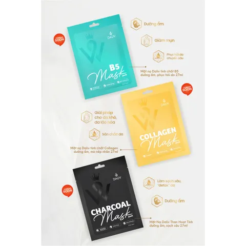 (Mua 10 tặng 1) Mặt nạ dưỡng da Daliv dưỡng ẩm thải độc và sáng da nhập khẩu Hàn Quốc 27g