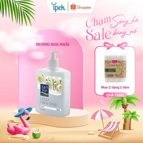 (Mua 2 tặng 1) Nước rửa tay 500ml kháng khuẩn bảo vệ da ta dưỡng chất Hoa nhài Aquavera