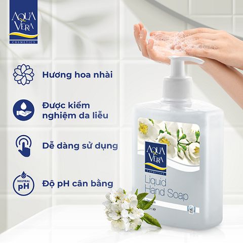 (Mua 2 tặng 1) Nước rửa tay 500ml kháng khuẩn bảo vệ da ta dưỡng chất Hoa nhài Aquavera