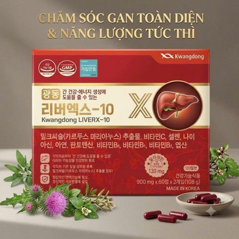 BỔ GAN KWANGDONG LIVERX-10 120 VIÊN – CHĂM SÓC LÁ GAN KHỎE, SỐNG KHỎE MỖI NGÀY