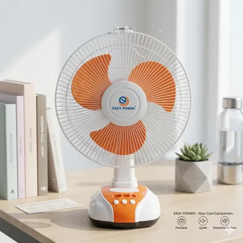 Quạt bàn tích điện, có sạc điện thoại, có đèn chạy điện 220v 12 inch hãng EASY POWER 776633