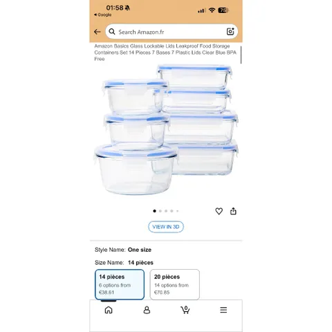 Bộ Hộp Thủy Tinh Amazon Basics 14 Món – Thủy Tinh Borosilicate 776646