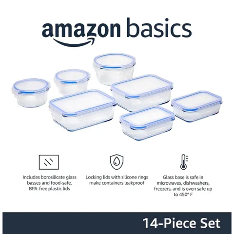 Bộ Hộp Thủy Tinh Amazon Basics 14 Món – Thủy Tinh Borosilicate 776646