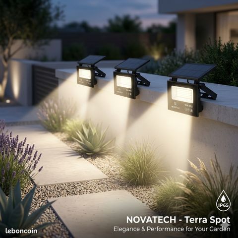 Đèn pha Led năng lượng mặt trời Novatech ( Pháp ), 10W chống nước IP65, liền Panel 776653