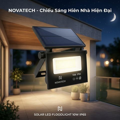 Đèn pha Led năng lượng mặt trời Novatech ( Pháp ), 10W chống nước IP65, liền Panel 776653