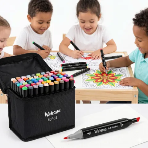 Bộ 60 Bút Màu Wakoud Art Marker – Hai Đầu Chuyên Nghiệp, Kèm Túi Vải 776658