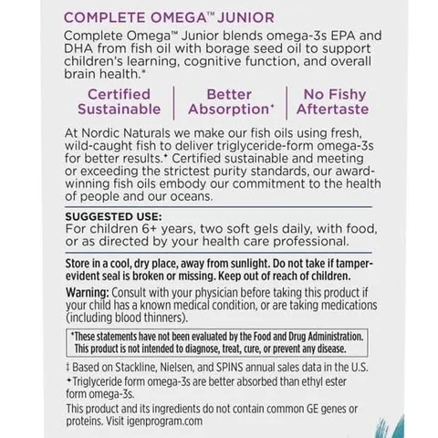 Dầu cá Omega-3 cho trẻ em Nordic Naturals Complete Omega Junior 90 Mini Softgels