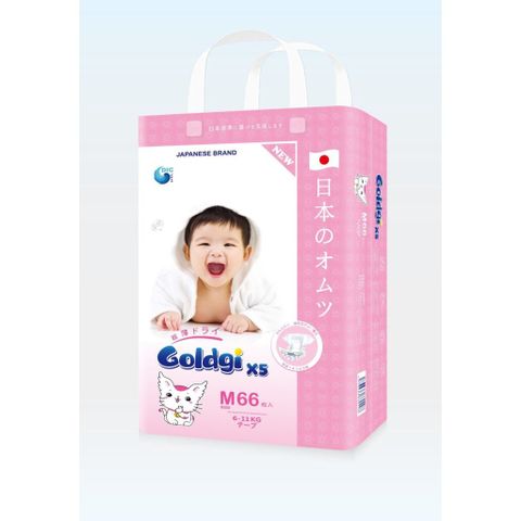 Tã Dán Goldgi X5 cải tiến mới siêu mỏng nhẹ nhàng, lưng thun co giãn tốt đủ size