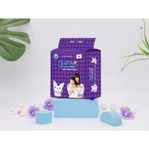 Khăn khô Goldgi180 tờ mềm mại, dịu nhẹ, co giãn tốt, không xù, không xơ bông