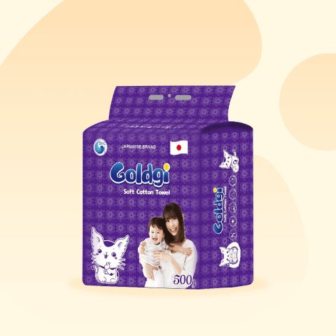 Khăn khô Goldgi180 tờ mềm mại, dịu nhẹ, co giãn tốt, không xù, không xơ bông