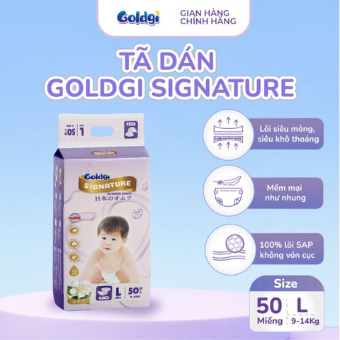 Tã dán Goldgi Signature cao cấp hỗ trợ ngừa hăm, dịu nhẹ, bảo vệ làn da bé - hàng chính hãng