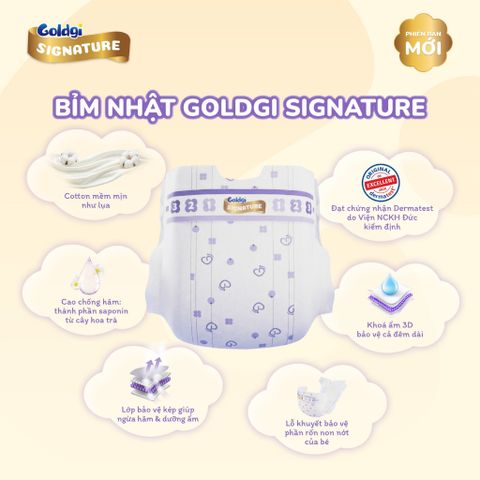 Tã dán Goldgi Signature cao cấp hỗ trợ ngừa hăm, dịu nhẹ, bảo vệ làn da bé - hàng chính hãng