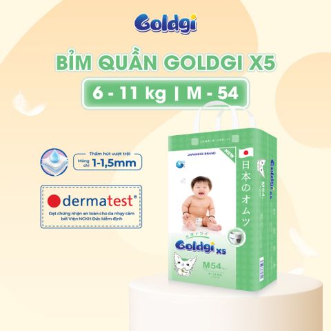 Bỉm quần Goldgi X5 cải tiến mới siêu mỏng nhẹ nhàng, lưng thun co giãn tốt đủ size