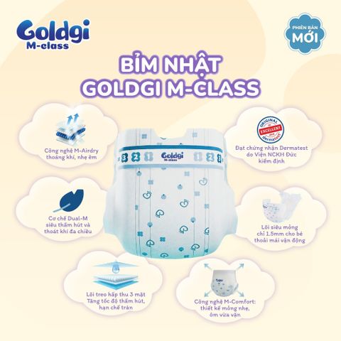 Bỉm quần Goldgi M-class mỏng nhẹ, siêu khô thoáng hạ nhiệt cho mùa hè đủ size chính hãng