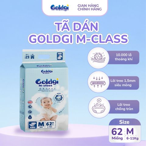 Tã dán Goldgi M-class mỏng nhẹ, siêu khô thoáng hạ nhiệt cho mùa hè đủ size chính hãng