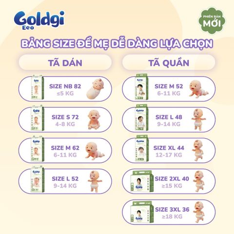 Bỉm quần Goldgi Eco mỏng nhẹ, siêu khô thoáng tiết kiệm cho mẹ, bảo vệ bé mỗi ngày - hàng chính hãng