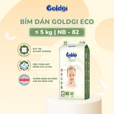 Tã dán Goldgi Eco mỏng nhẹ, siêu khô thoáng bảo vệ bé mỗi ngày tiết kiệm cho mẹ