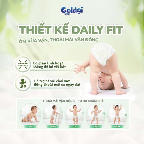 Tã dán Goldgi Eco mỏng nhẹ, siêu khô thoáng bảo vệ bé mỗi ngày tiết kiệm cho mẹ