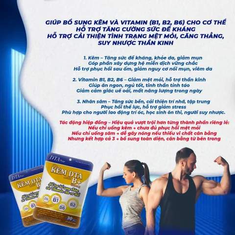 Combo Viên Uống DTA Hỗ Trợ Tăng Đề Kháng – Vitamin C & Kẽm kết hợp Vitamin nhóm B + Nhân sâm (30 ngày)