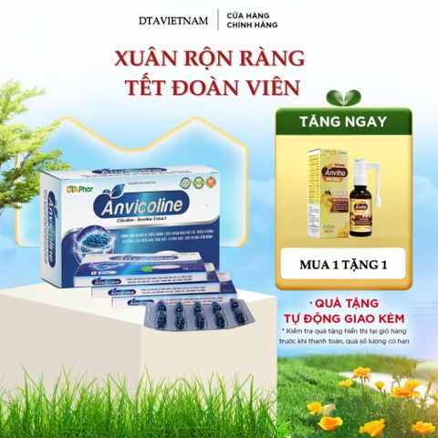 Viên uống bổ não Anvicoline | Hỗ trợ tăng cường trí nhớ, giảm đau đầu | Lưu thông máu | DTAPhar 776745