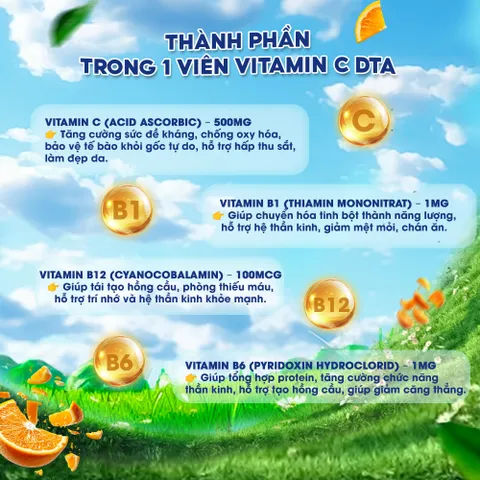 Combo Viên Uống DTA Hỗ Trợ Tăng Đề Kháng – Vitamin C & Kẽm kết hợp Vitamin nhóm B + Nhân sâm (30 ngày)