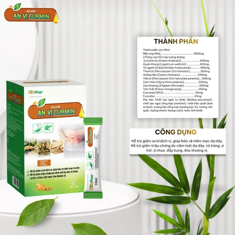 Dung dịch Cumin Nghệ Nano và An Vị  hỗ trợ giảm ACID dịch vị bảo vệ niêm mạc dạ dày Hộp 20 gói 776751