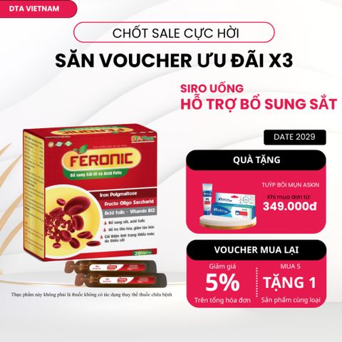 Siro uống Feronic Bổ sung sắt lII hỗ trợ cải thiện tình trạng thiếu máu do thiếu sắt & acid H20ố