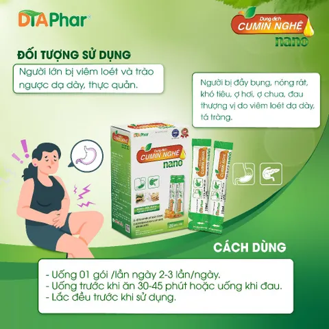 Cumin Nghệ Nano hỗ trợ giảm viêm loét dạ dày giúp bảo vệ niêm mạc dạ dày Combo 5 gói