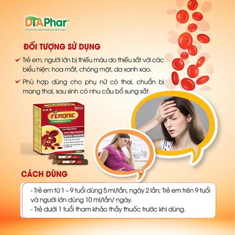 Siro uống Feronic Bổ sung sắt lII hỗ trợ cải thiện tình trạng thiếu máu do thiếu sắt & acid H20ố