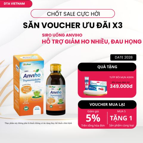 Siro uống Anviho hỗ trợ giảm ho ấm họng giúp giảm tăng tiết đờm do ho nhiều Chai 100ml 776753