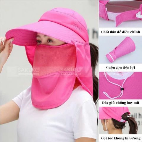 Mũ Chống Nắng Clover Nhật Bản 360° 4WAY UPF50+ Hàng Nhật Nội Địa - Che Kín Mặt Cổ, Chống Tia UV Toàn Diện