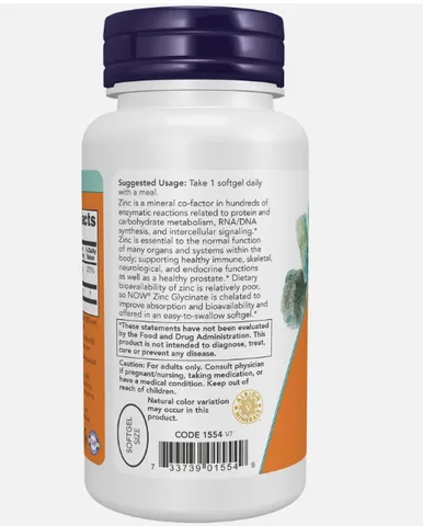 Hàng Mỹ - NOW Zinc Glycinate 30mg 120 Viên - Hỗ Trợ Miễn Dịch