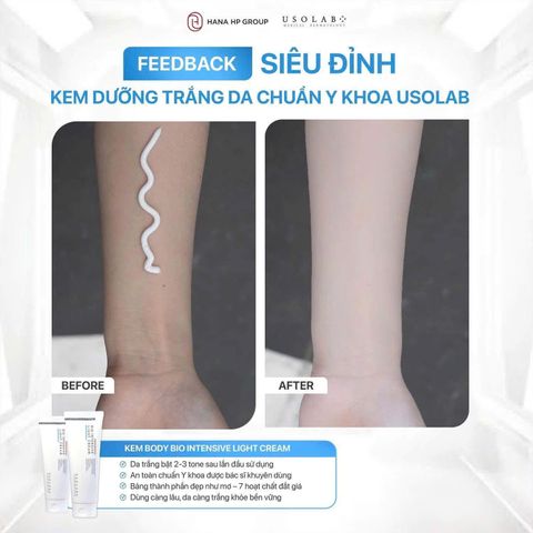  Kem Dưỡng trắng da bật tone body  Usolab Bio Intensive Light Cream 250ml